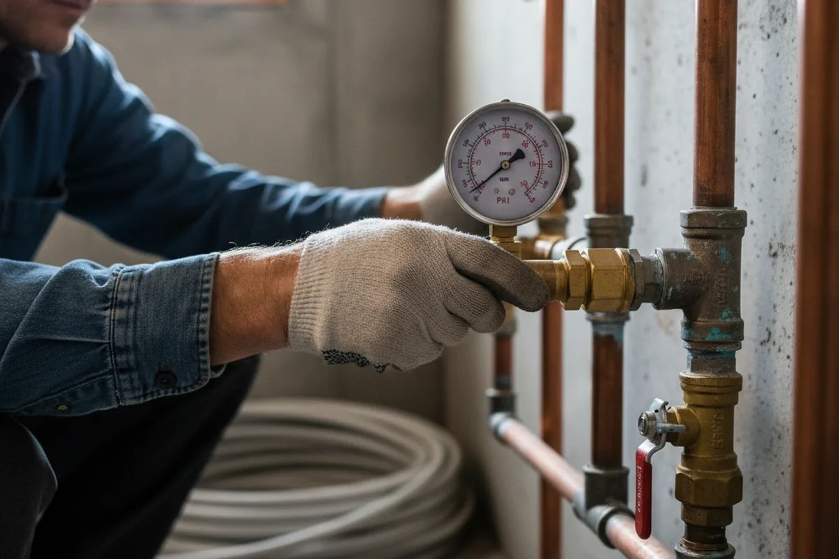 Pressure testing a repaired line during Water Line Repair in Liberal